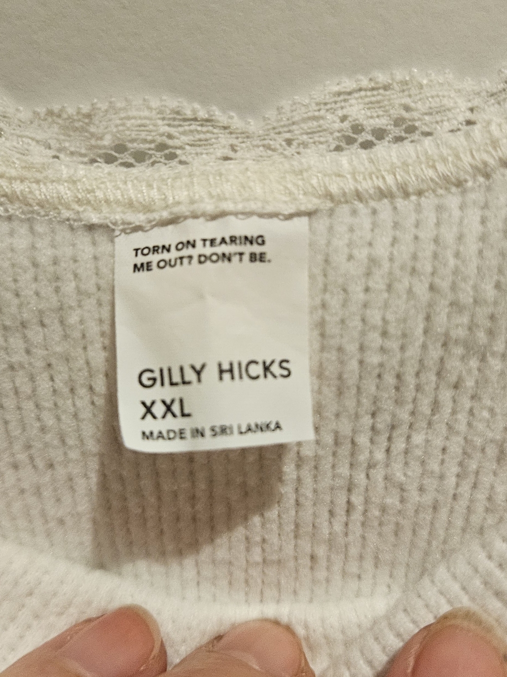 Gilly Hicks Off-White Ribbed Lace-Edge Tank - Picture 3 of 4